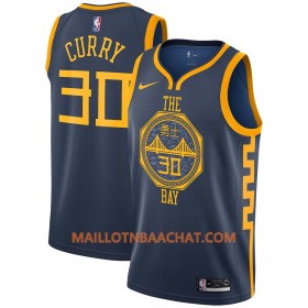 Maillot NBA Golden State Warriors Stephen Curry 30 2018-19 Nike City Edition Navy Swingman - Homme